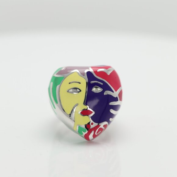 Art Ring Sterling Silver famous artist Enamel Inspired Artistic Ring - Picture 5 of 13